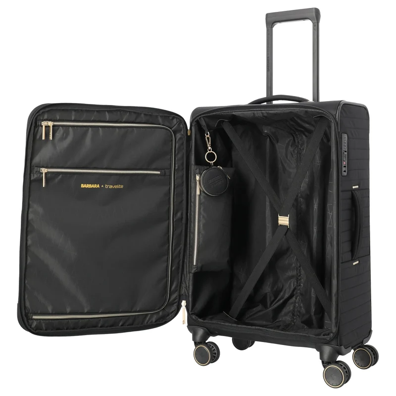 Travelite BARBARA Stepp - 4-Rollen-Trolley M 68 cm erw. (schwarz)