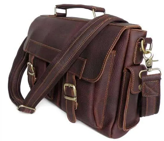 Schokoloaden-Braune Umhängetasche Lehrertasche College Bag Leder
