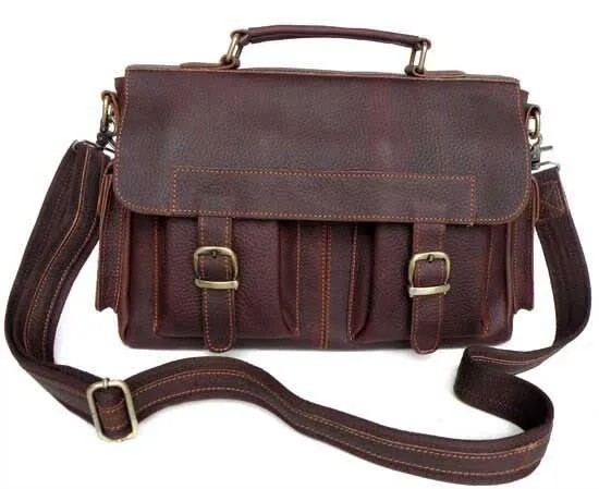 Schokoloaden-Braune Umhängetasche Lehrertasche College Bag Leder