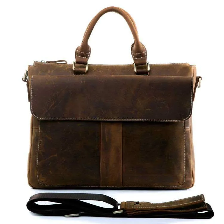 Klassische Umhängetasche Schultertasche Used Look Leder