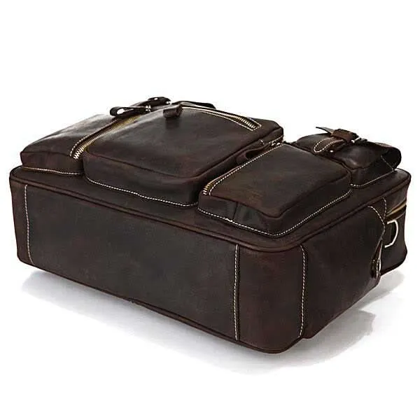 Große College Uni Tasche Laptoptasche Kaffee-Braun Leder Unisex