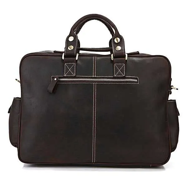 Große College Uni Tasche Laptoptasche Kaffee-Braun Leder Unisex