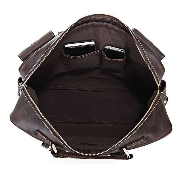 Große College Uni Tasche Laptoptasche Kaffee-Braun Leder Unisex