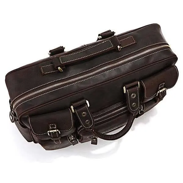 Große College Uni Tasche Laptoptasche Kaffee-Braun Leder Unisex