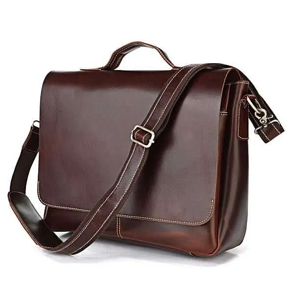 Retro Umhängetasche Schultertasche Dunkel-Braun Leder