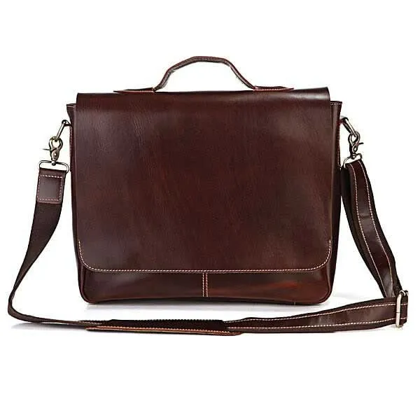 Retro Umhängetasche Schultertasche Dunkel-Braun Leder