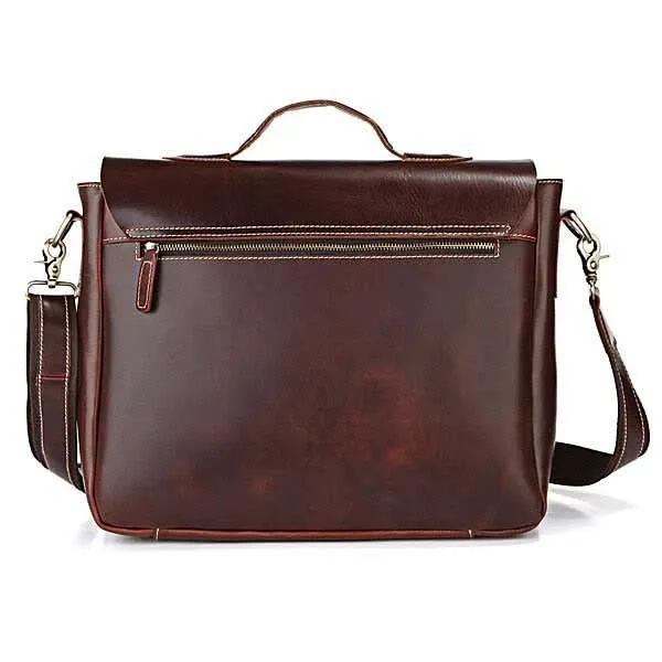 Retro Umhängetasche Schultertasche Dunkel-Braun Leder