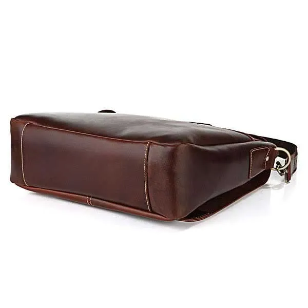 Retro Umhängetasche Schultertasche Dunkel-Braun Leder