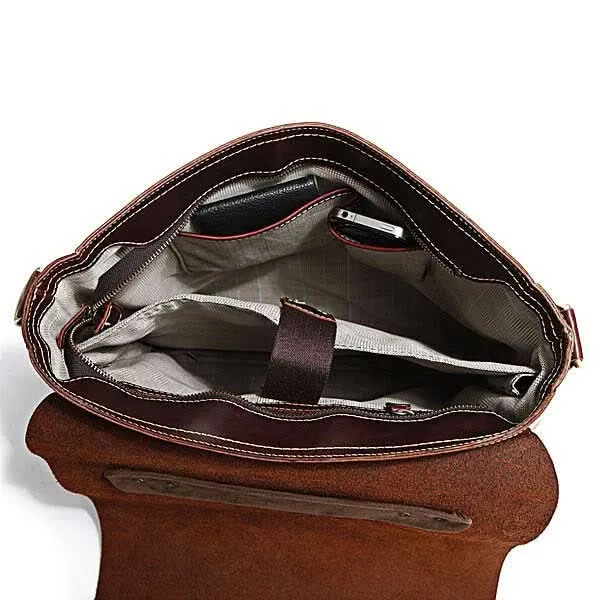Retro Umhängetasche Schultertasche Dunkel-Braun Leder