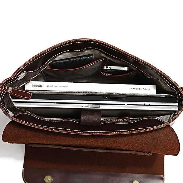 Retro Umhängetasche Schultertasche Dunkel-Braun Leder
