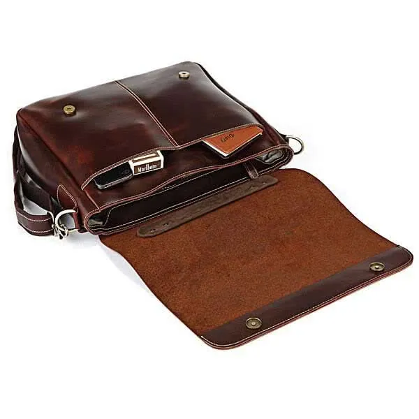 Retro Umhängetasche Schultertasche Dunkel-Braun Leder