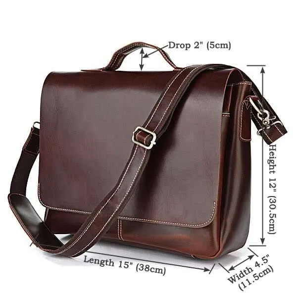Retro Umhängetasche Schultertasche Dunkel-Braun Leder