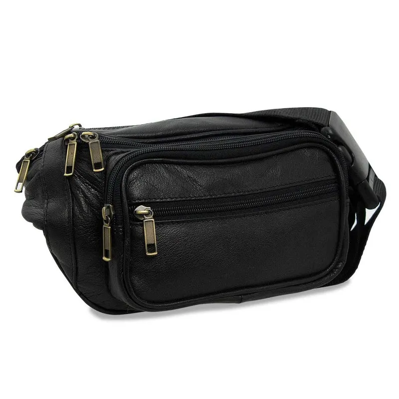Bauchtasche Gürteltasche Reisetasche weiches Leder Schwarz