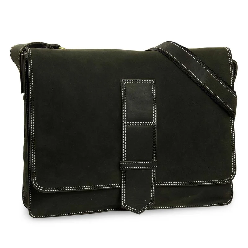 Messenger Bag Unitasche Büro Umhängetasche Leder Oliv-Grün
