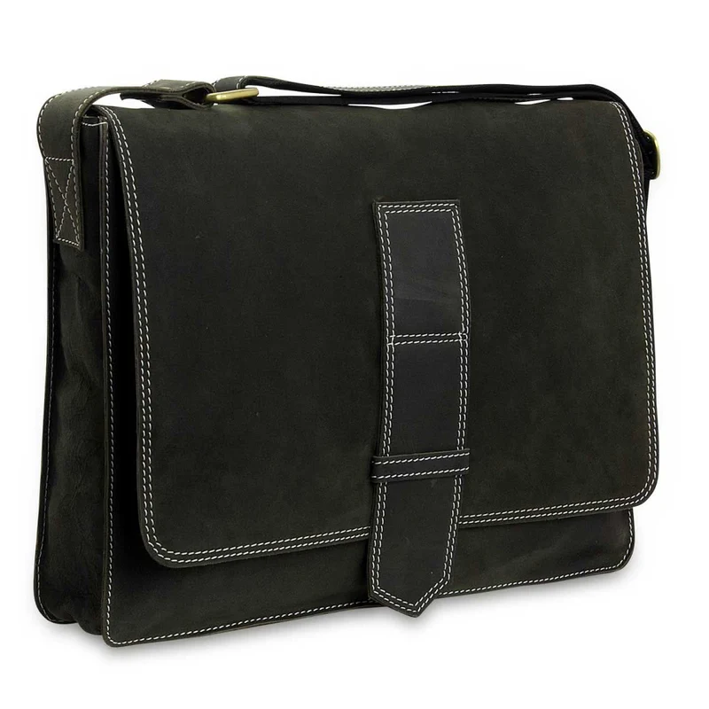 Messenger Bag Unitasche Büro Umhängetasche Leder Oliv-Grün