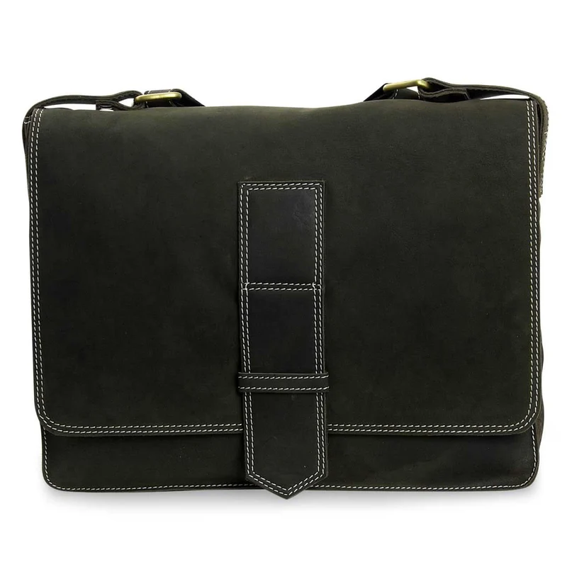 Messenger Bag Unitasche Büro Umhängetasche Leder Oliv-Grün