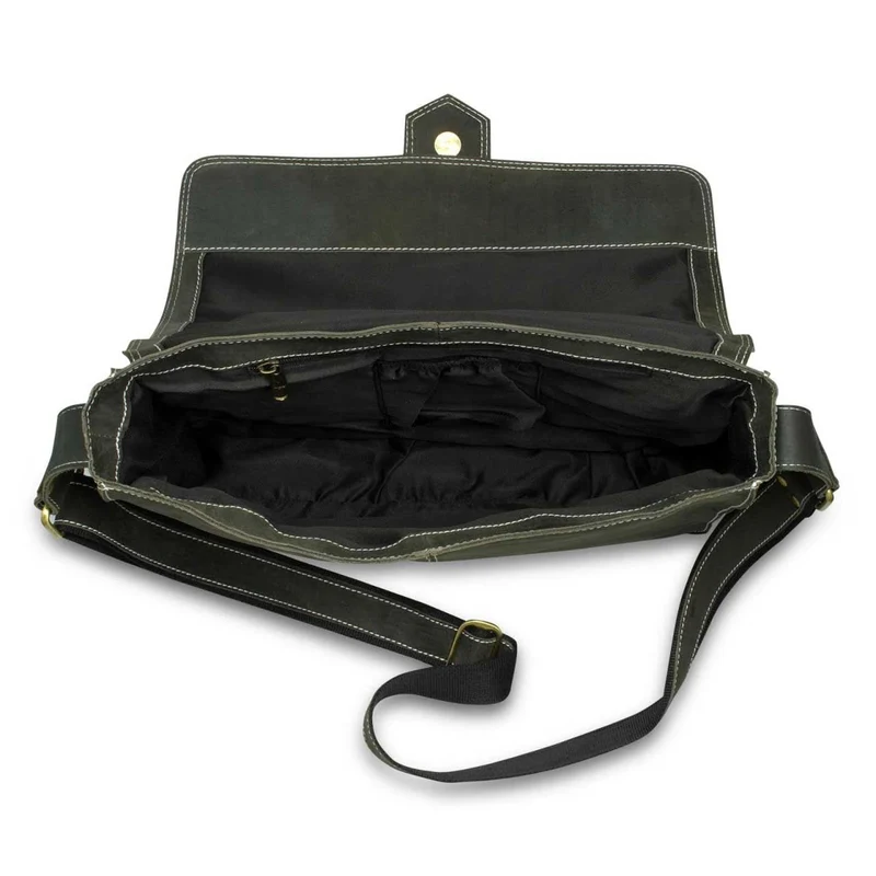 Messenger Bag Unitasche Büro Umhängetasche Leder Oliv-Grün