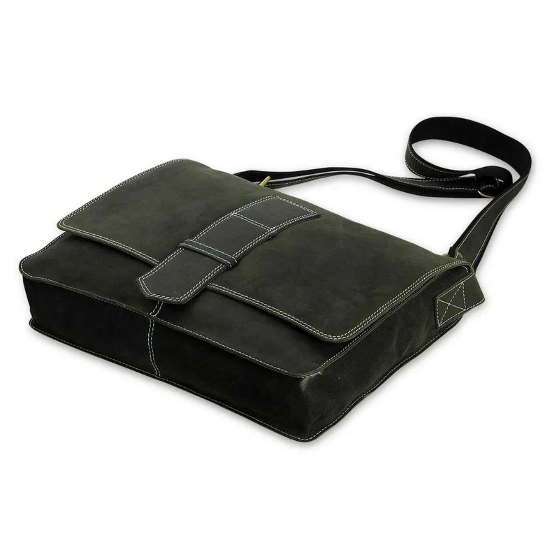 Messenger Bag Unitasche Büro Umhängetasche Leder Oliv-Grün