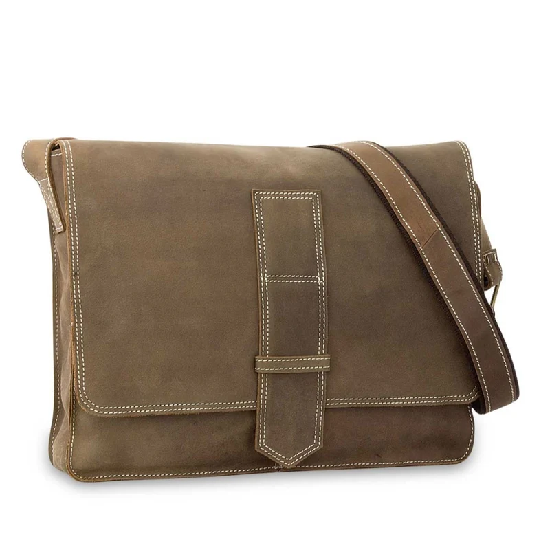 Messenger Bag Unitasche Büro Umhängetasche Leder kamel-braun