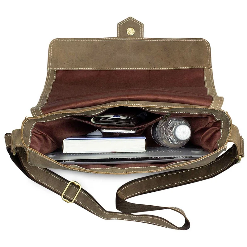 Messenger Bag Unitasche Büro Umhängetasche Leder kamel-braun