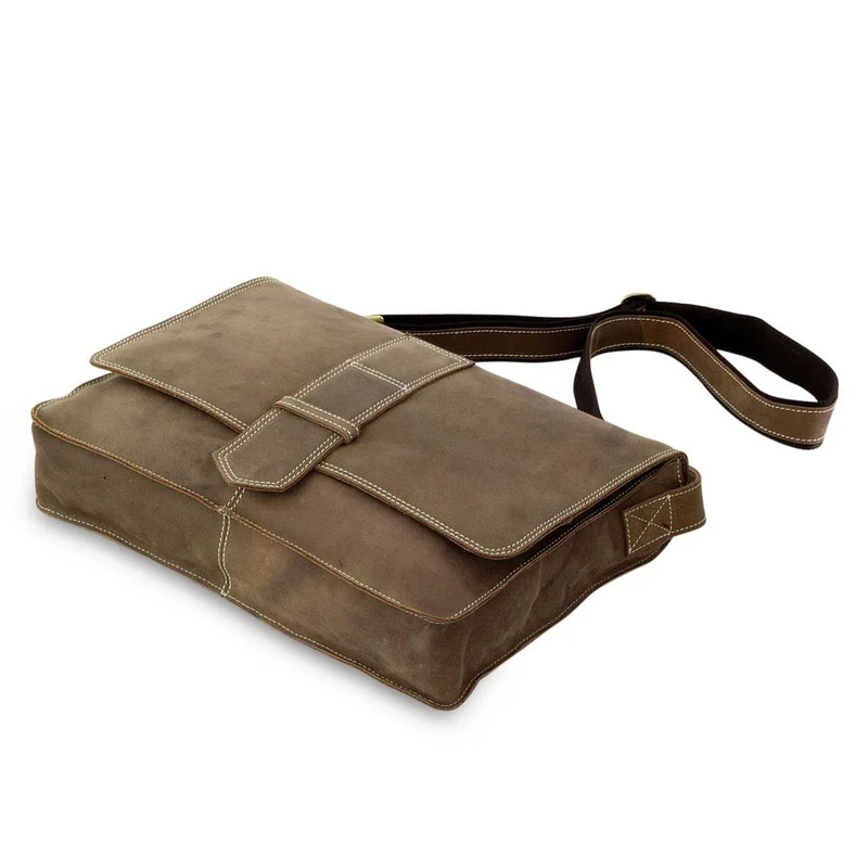 Messenger Bag Unitasche Büro Umhängetasche Leder kamel-braun