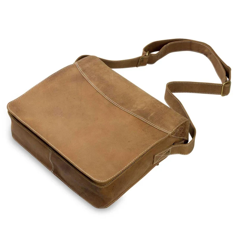 Umhängetasche Kuriertasche Messenger Bag Vintage Leder Braun