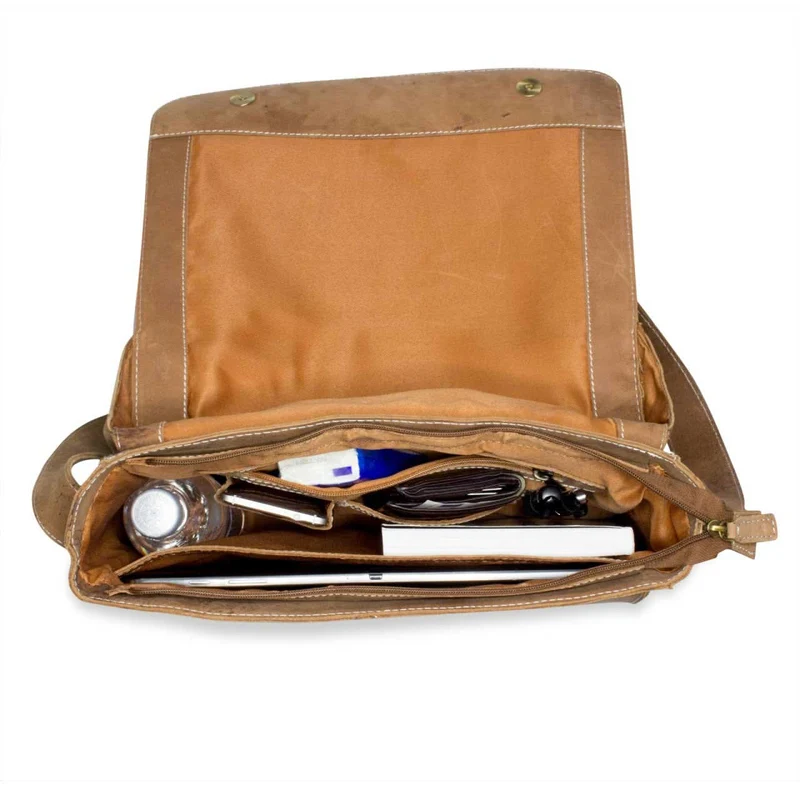 Umhängetasche Kuriertasche Messenger Bag Vintage Leder Braun
