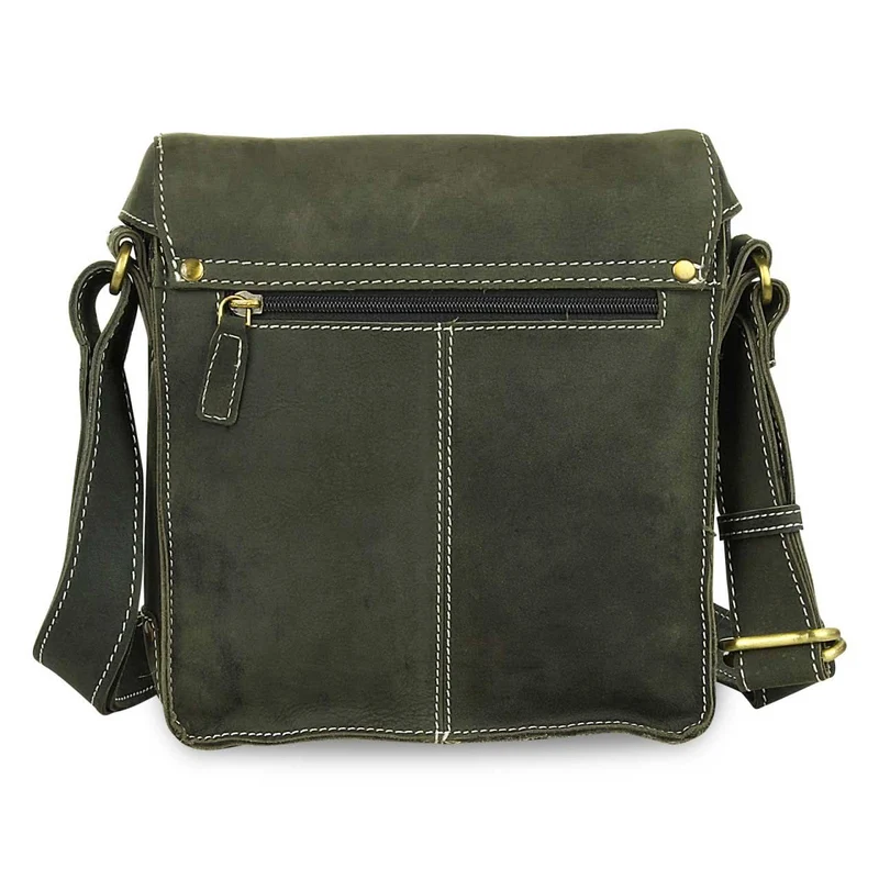 Kleine Umhängetasche Tablet-Tasche Messenger Bag Leder Oliv-Grün