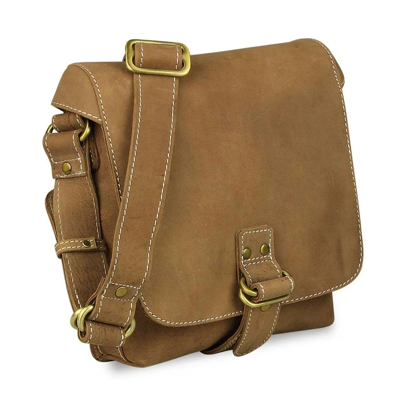 Kleine Umhängetasche Tablet-Tasche Messenger Bag Leder Braun