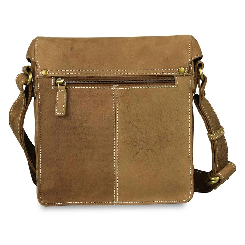 Kleine Umhängetasche Tablet-Tasche Messenger Bag Leder Braun