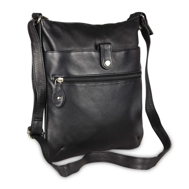 Kleine Umhängetasche Damen Handtasche weiches Leder Schwarz