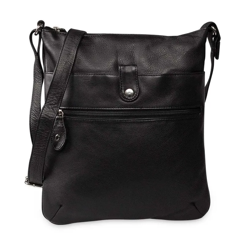 Kleine Umhängetasche Damen Handtasche weiches Leder Schwarz