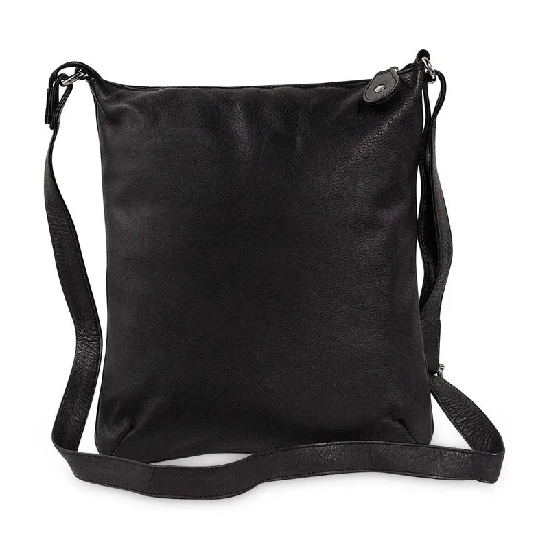 Kleine Umhängetasche Damen Handtasche weiches Leder Schwarz