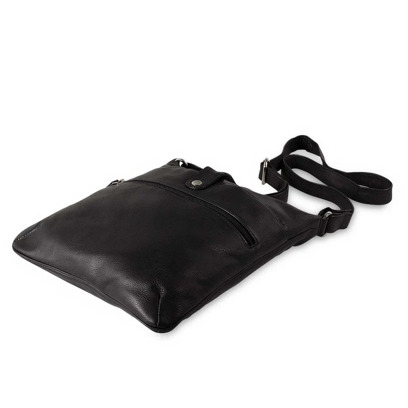 Kleine Umhängetasche Damen Handtasche weiches Leder Schwarz