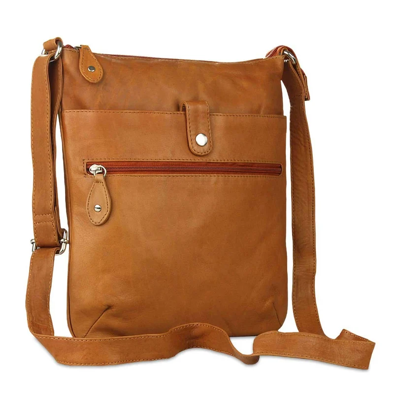 Kleine Umhängetasche Damen Handtasche weiches Leder Cognac-Braun