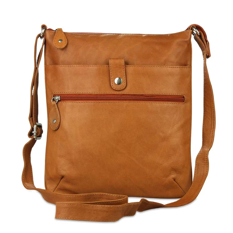 Kleine Umhängetasche Damen Handtasche weiches Leder Cognac-Braun