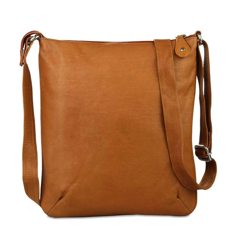 Kleine Umhängetasche Damen Handtasche weiches Leder Cognac-Braun
