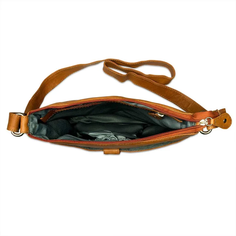 Kleine Umhängetasche Damen Handtasche weiches Leder Cognac-Braun