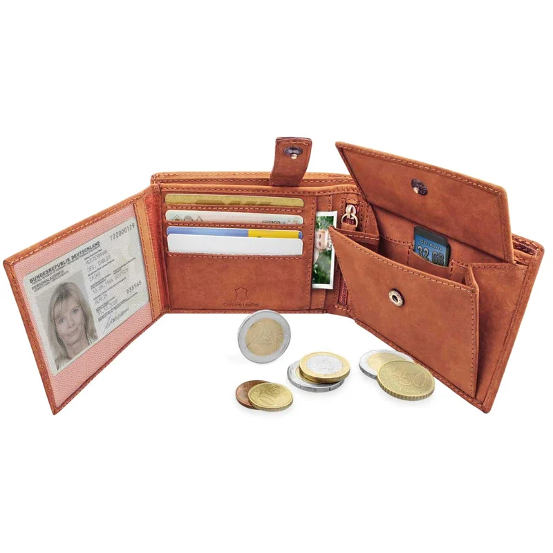 Ledergeldbörse Portemonnaie Wallet Kartenfach Vintage Leder Braun