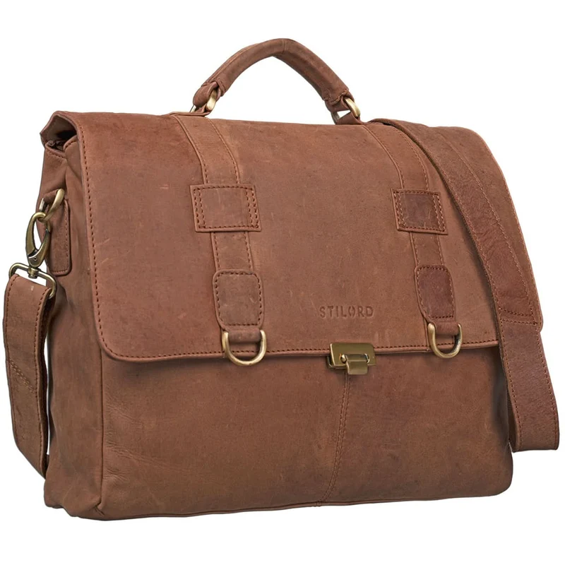 Schultertasche Unitasche Büro Umhängetasche Leder kamel-braun