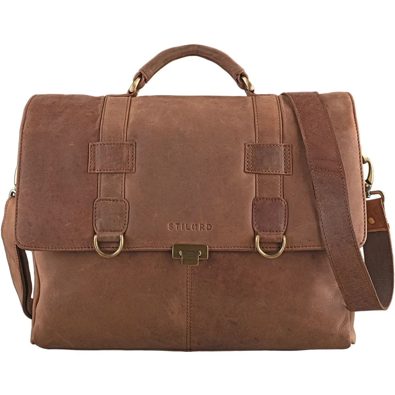 Schultertasche Unitasche Büro Umhängetasche Leder kamel-braun