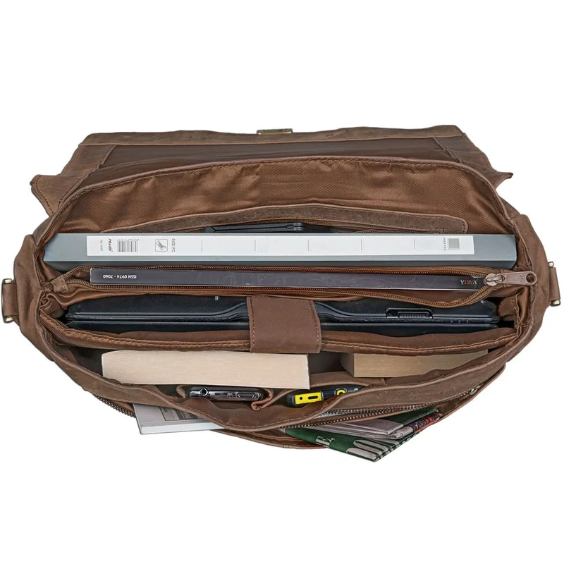 Schultertasche Unitasche Büro Umhängetasche Leder kamel-braun