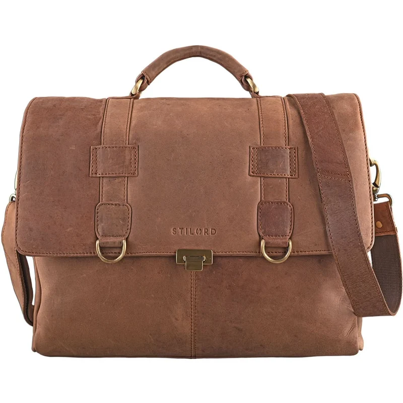 Schultertasche Unitasche Büro Umhängetasche Leder kamel-braun