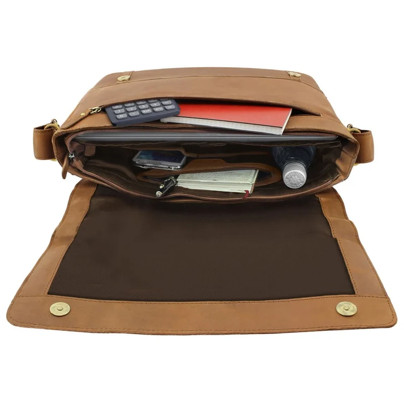 Collegetasche Umhängetasche Macbooktasche Büffel-Leder braun