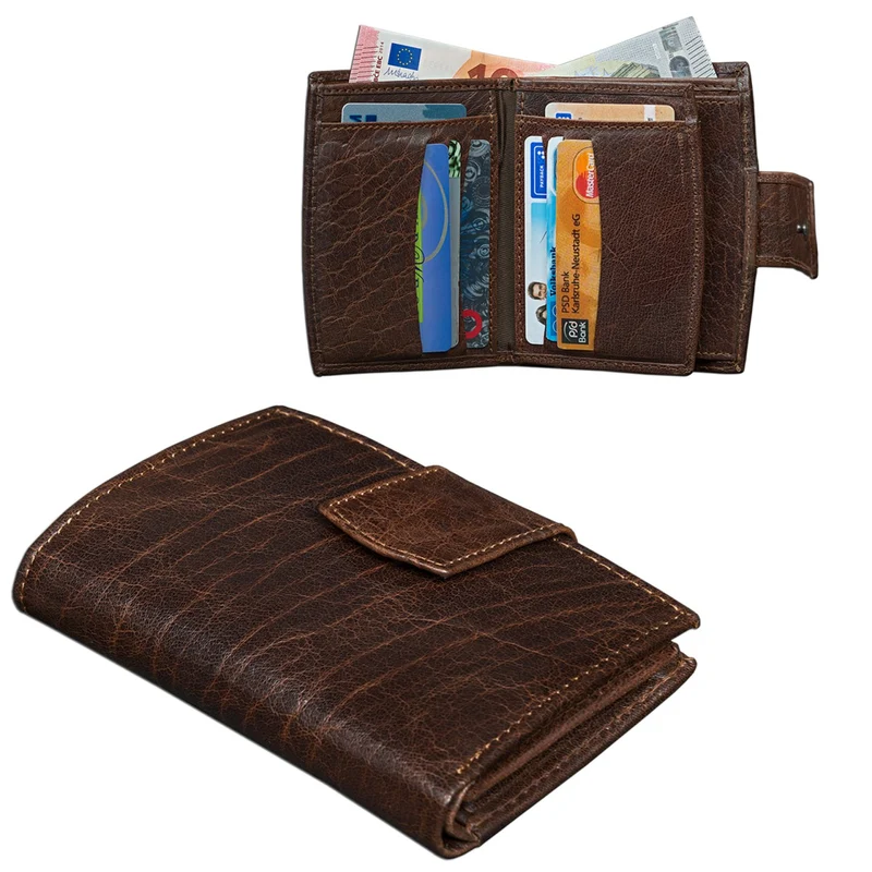 Vintage Leder Portemonnaie Dunkelbraun
