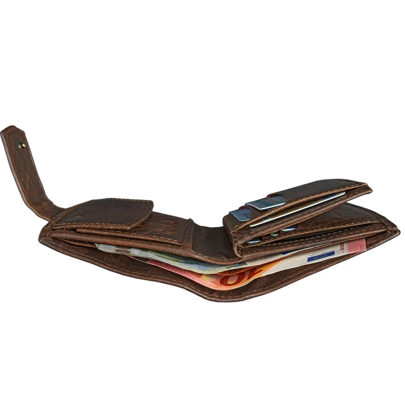 Vintage Leder Portemonnaie Dunkelbraun