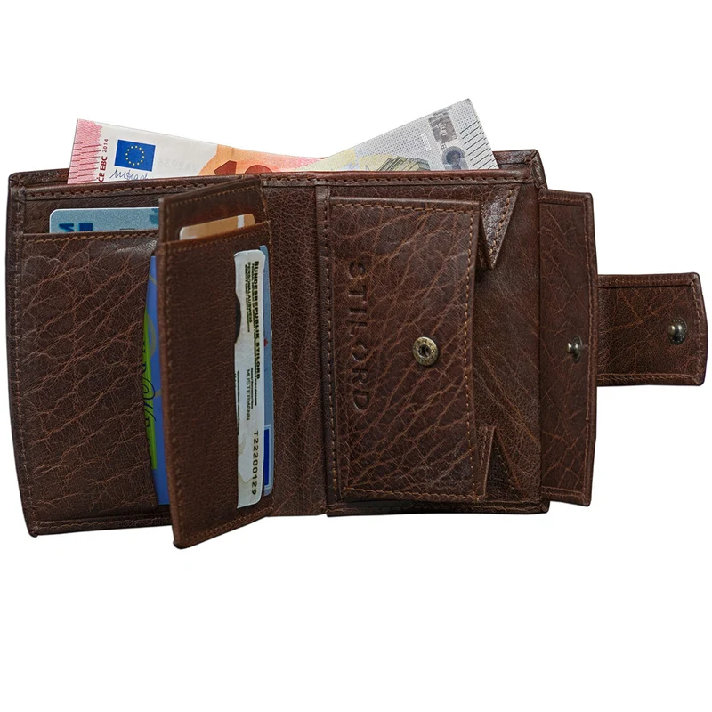 Vintage Leder Portemonnaie Dunkelbraun