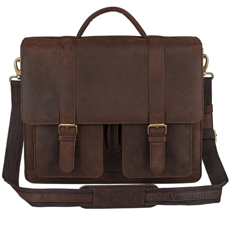 Klassische Lehrertasche Aktentasche zum Umhängen Braun