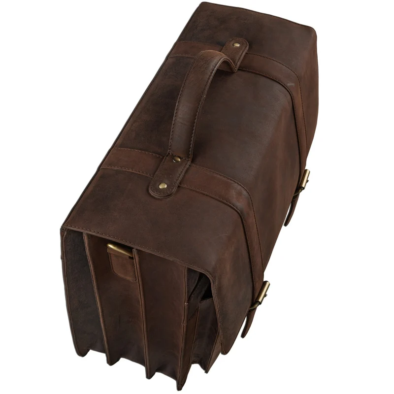 Klassische Lehrertasche Aktentasche zum Umhängen Braun