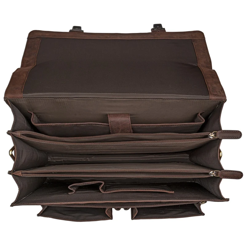 Klassische Lehrertasche Aktentasche zum Umhängen Braun